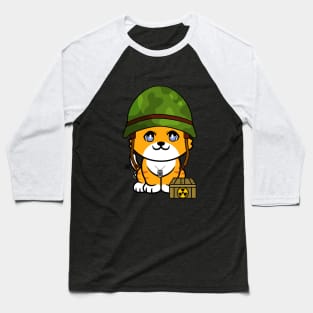 Funny orange cat is a soldier Baseball T-Shirt